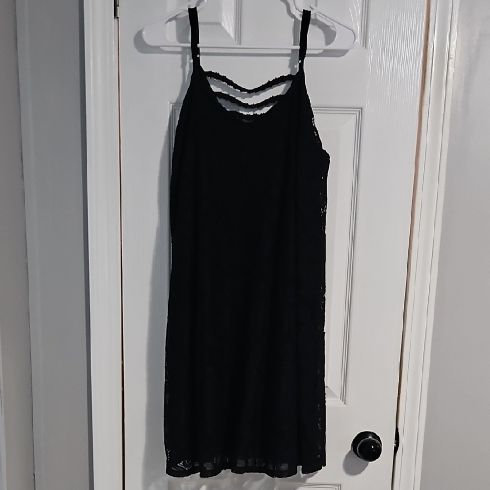 Love Fire Black Spaghetti Strap Slip Dress